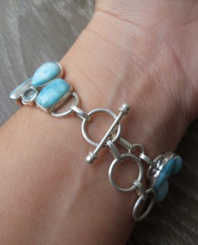 Zilveren armband met Larimar en blauw Topaas